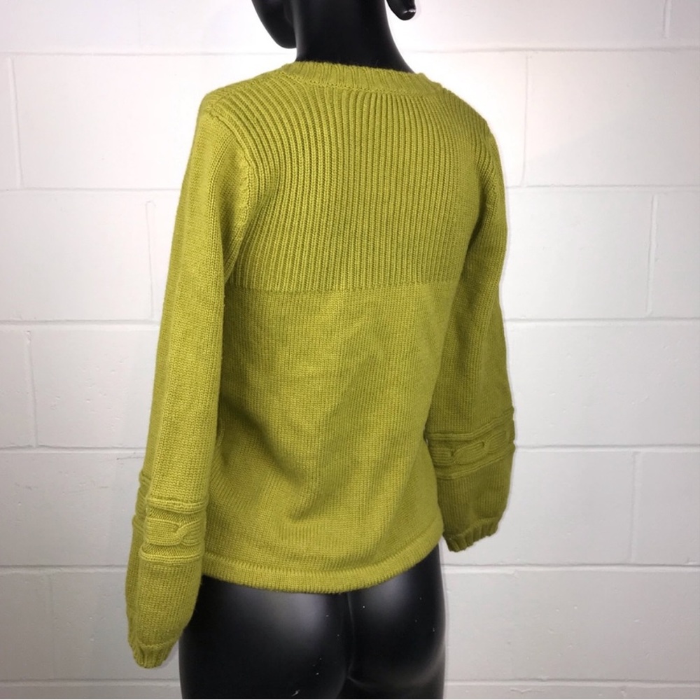Chartreuse Knit Cardigan Sweater Small Green - Picture 15 of 16